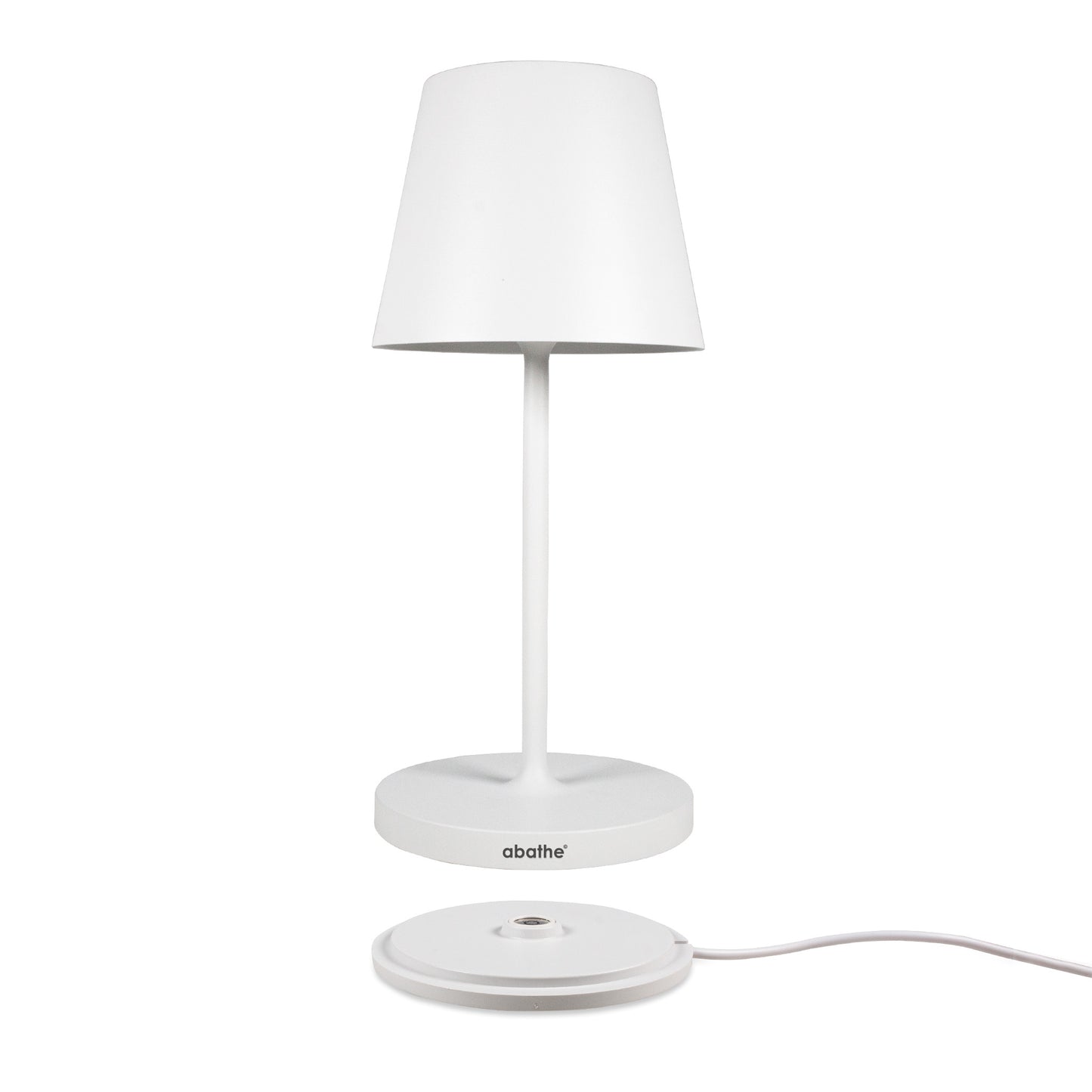 abathe LED-Akku Tischleuchte "round" weiß mit Ladestation