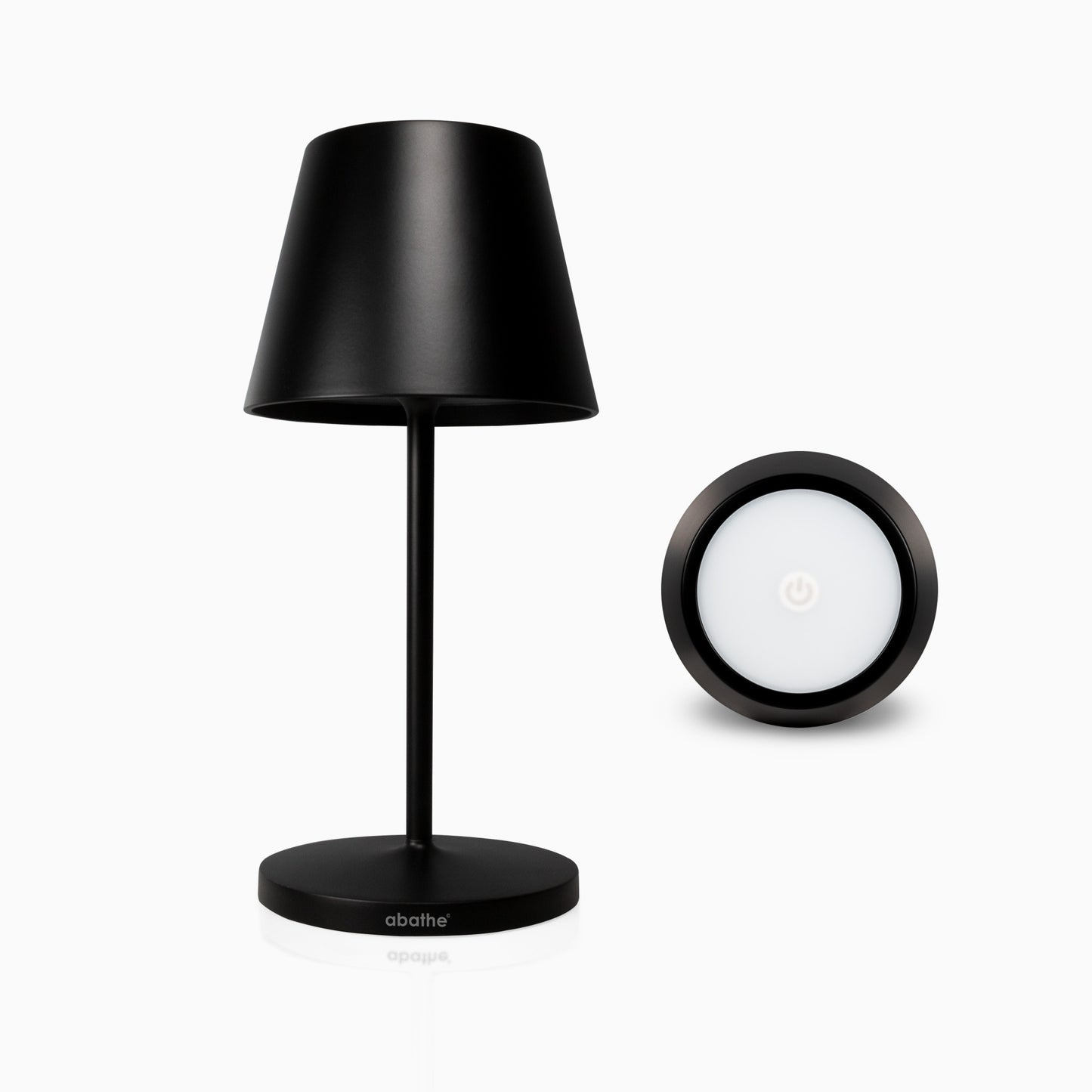 6 Stück abathe LED-Akku Tischleuchten "round" schwarz mit einer 6-fach Aufladestation