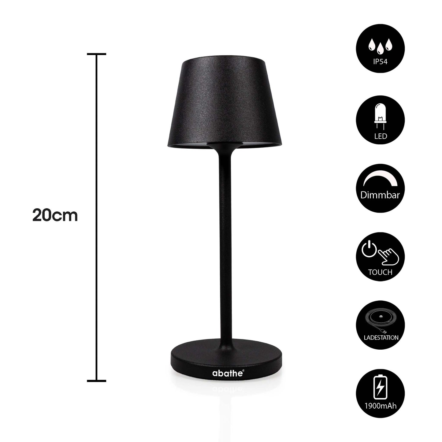 9 Stück abathe LED-Akku Tischleuchten "mini" schwarz mit einer 9-fach Aufladestation