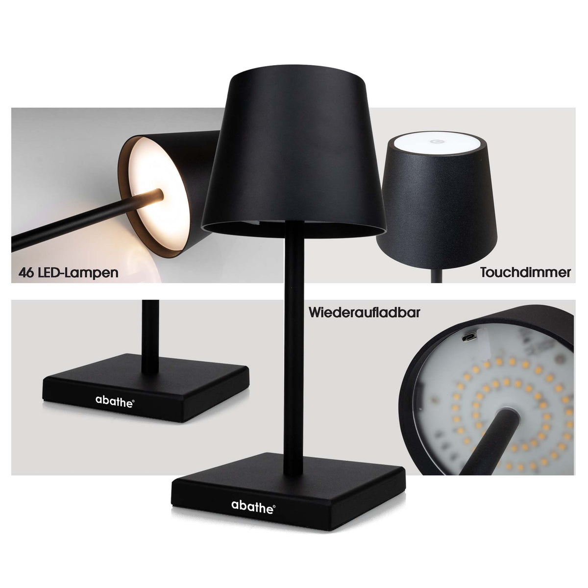 abathe LED Akku Tischleuchte