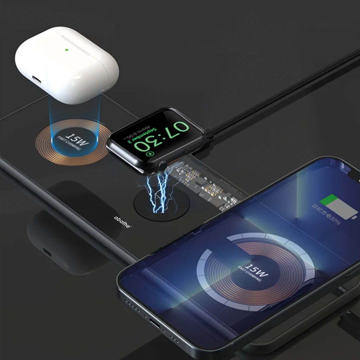 Wireless Charger mit Dreifachladefunktion 